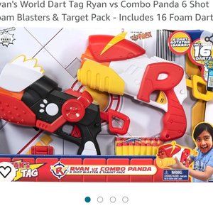 Ryan's World Dart Tag Ryan vs Combo Panda 6 Shot Foam Blasters & Target Pack - I